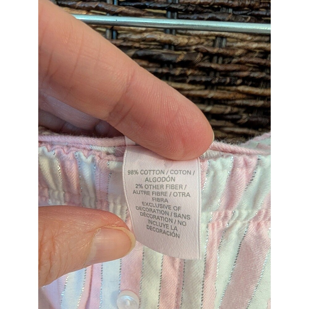 Victoria's Secret Signature Stripe Pajamas Set 2 Piece XL Pink Silver Metallic - Picture 10 of 12